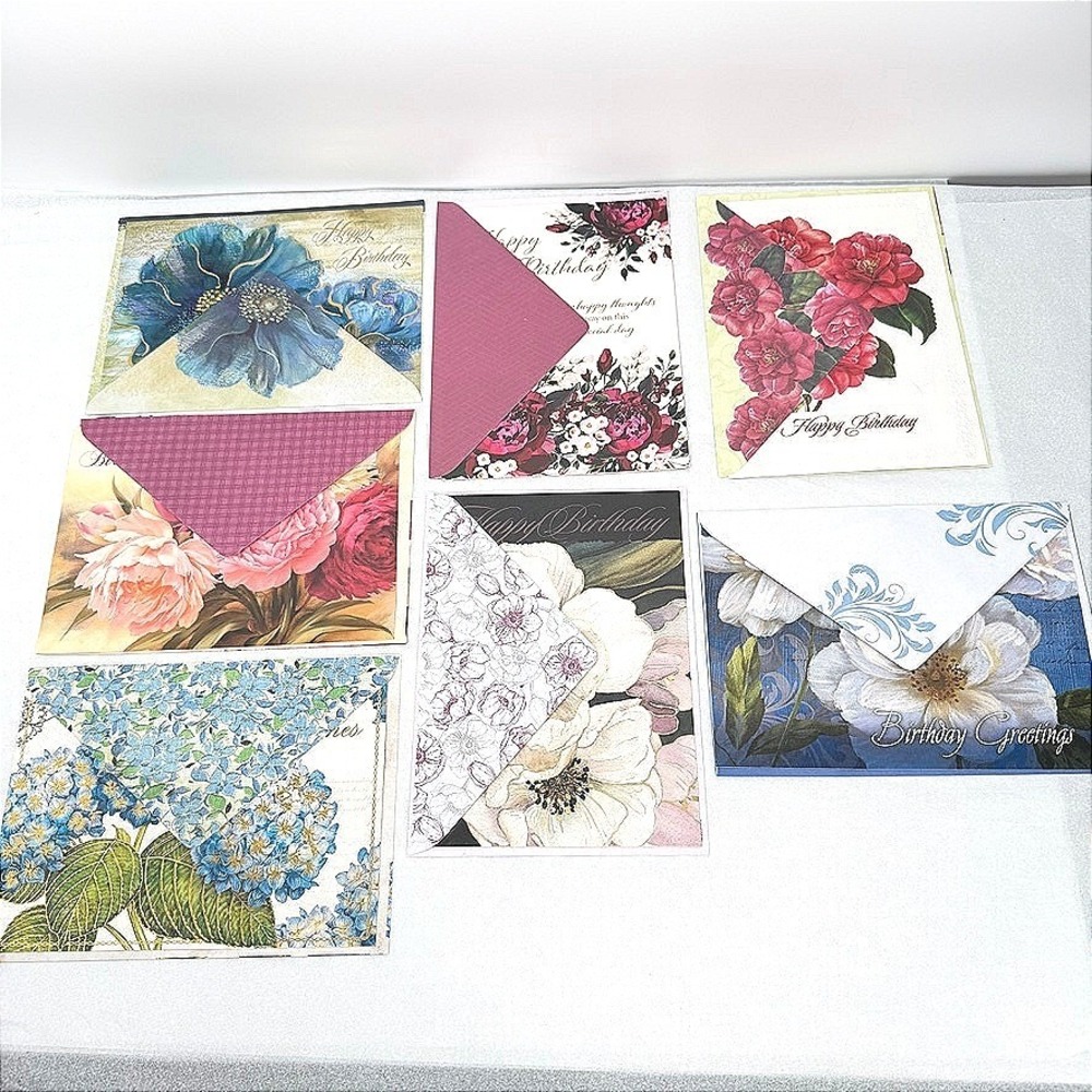 Birthday Card LOT Floral Assorted w/ Matching Envelopes Stationery Ephemera